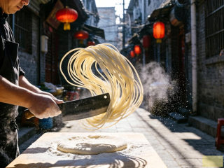 刀削面飞舞秀，山西面食的功夫艺术