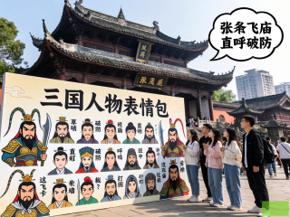 阆中古城张飞庙创新添彩，三国人物表情包打卡墙引年轻人追捧