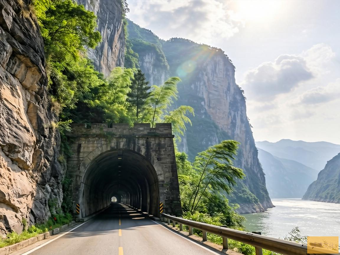 沿江公路，陆地上阅读三峡的剖面