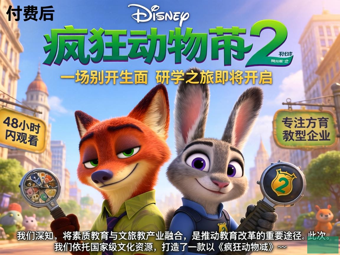 疯狂动物城2付费后限48小时内观看，一场别开生面的研学之旅即将开启。作为一家专注于教育方案系统服务的科技型企业，我们深知，将素质教育与文旅教产业融合，是推动教育改革的重要途径